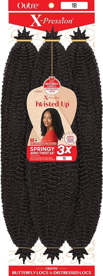 Outre X-Pression Twisted Up Springy Afro Twist 24 inch, colour 1B